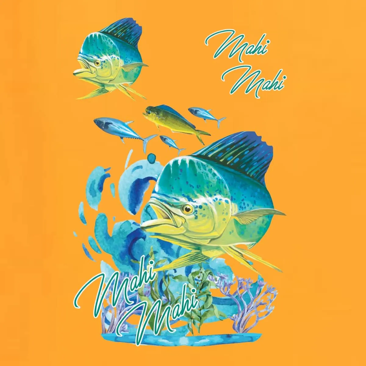 Classic Fresh Mahi Classic Nautical Fish Fishing Front and Back Men's T-Shirt