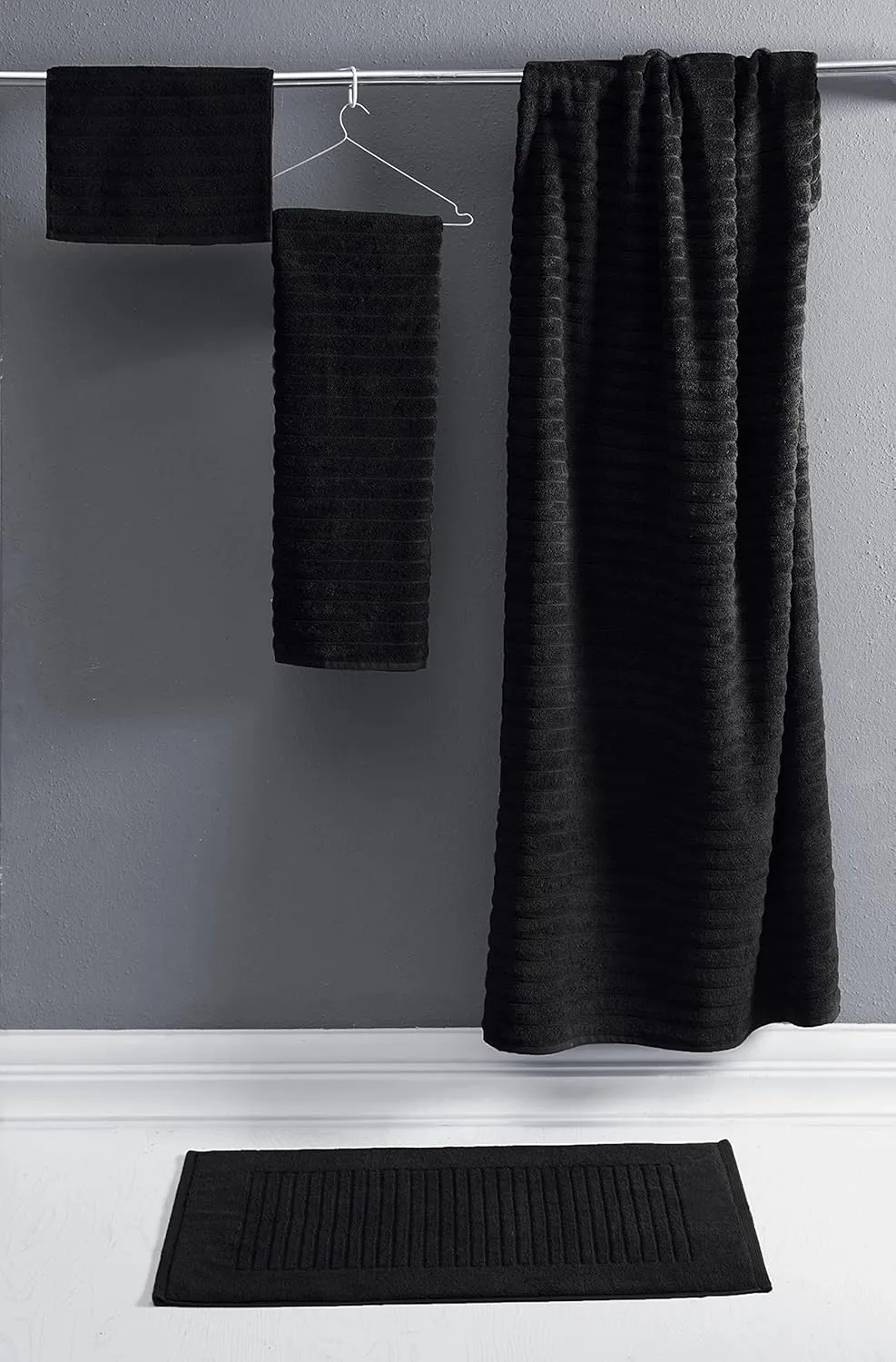 Classic Turkish Towels CTT Luxury 6 Piece Towel Set, 100% Turkish Cotton, Quick Drying, Highly Absorbent & Comfy, Includes 2 Bath Towels, 2 Hand Towels & 2 Washcloths | (Black)