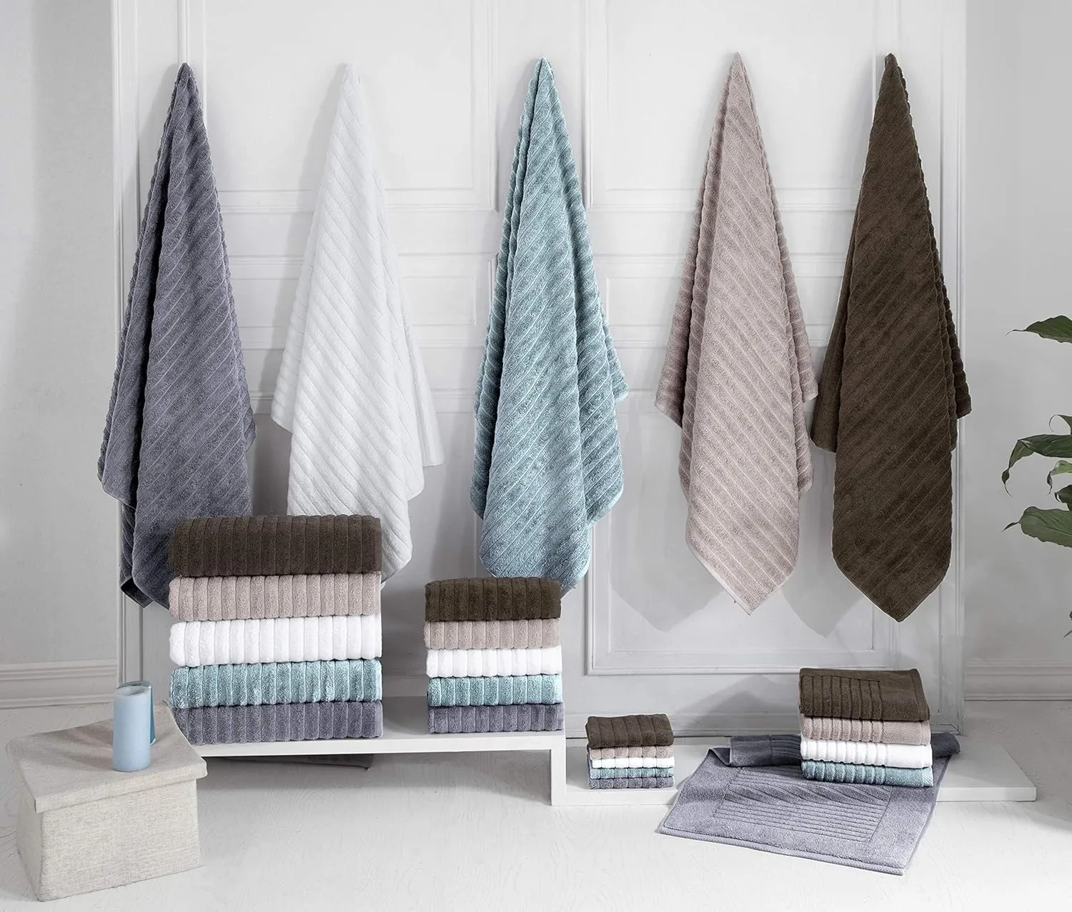 Classic Turkish Towels CTT Luxury 6 Piece Towel Set, 100% Turkish Cotton, Quick Drying, Highly Absorbent & Comfy, Includes 2 Bath Towels, 2 Hand Towels & 2 Washcloths | (Black)