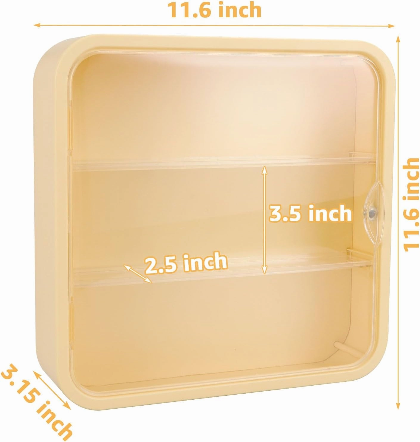 Clear Display Case for Figures, Collectibles Display Box with Shelves, Wall Mounted or Desktop Plastic Organizer, Miniature Display Case for Mini Figure Toys, 12 Inch (Yellow-1 Pack)
