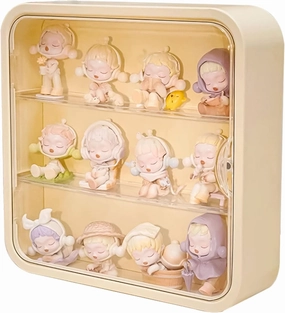 Clear Display Case for Figures, Collectibles Display Box with Shelves, Wall Mounted or Desktop Plastic Organizer, Miniature Display Case for Mini Figure Toys, 12 Inch (Yellow-1 Pack)
