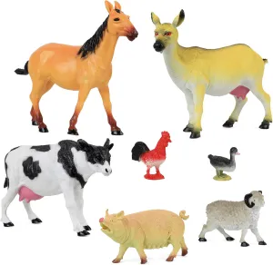 Click N' Play Jumbo Farm Animal Figurine Playset, Assorted 7Piece Realistically Designed Plastic Farm Animals for Kids & Toddlers