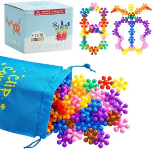 Clip Connect 120 Piece Building Blocks | Diameter 1.26", STEM Building Toys Set Kindergarten Math Manipulatives for Kids Boys Girls, Educational Preschool Toys Activities Homeschool Supplies