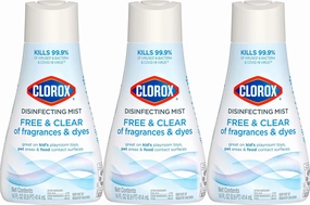 Clorox Free & Clear Disinfecting Mist Refill, Household Essentials, Fragrance Free, 14 Fluid Ounces, Pack of 3