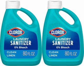 CLOROX Laundry Sanitizer, 0% Bleach, Color Safe, Clean Linen, 80 Fl oz, Pack of 2 (Pack May Vary)