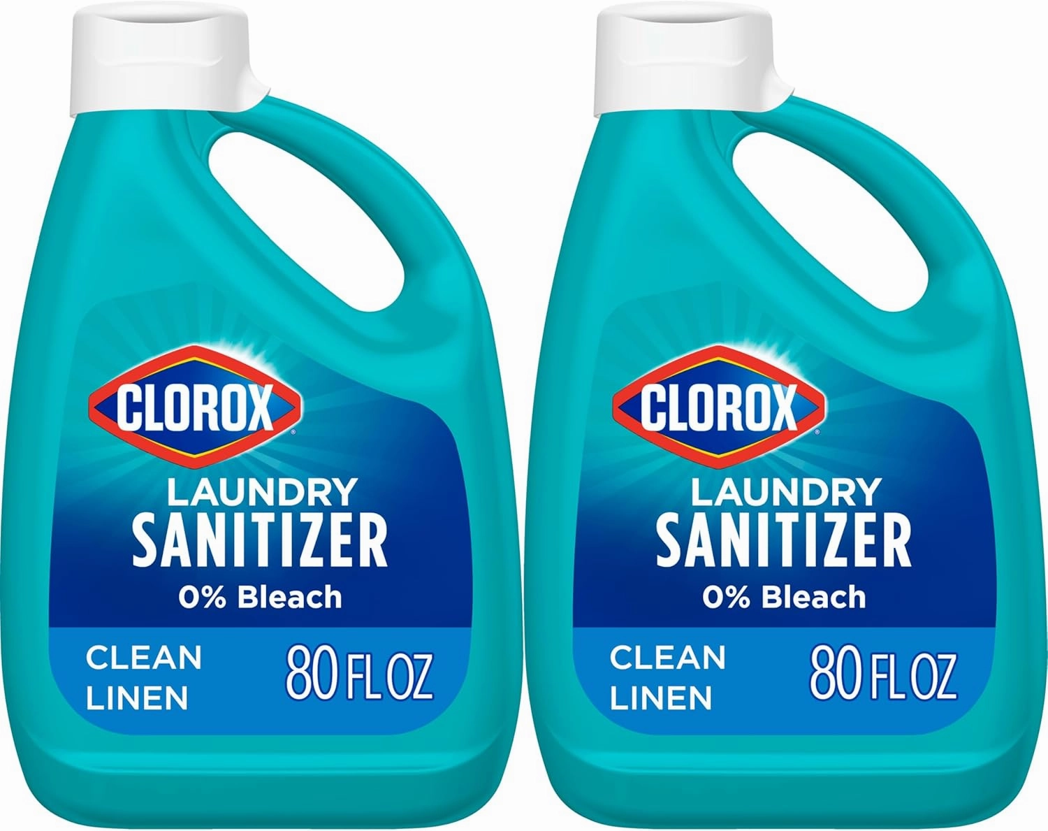 CLOROX Laundry Sanitizer, 0% Bleach, Color Safe, Clean Linen, 80 Fl oz, Pack of 2 (Pack May Vary)