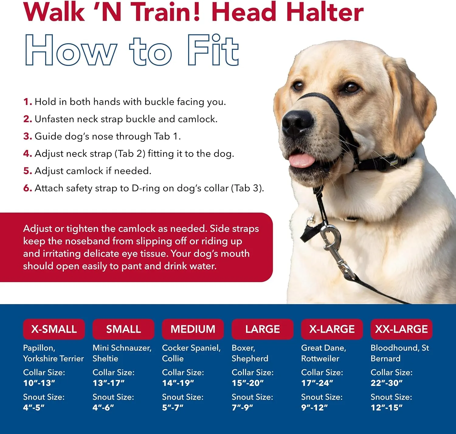 Coastal Pet Walk 'n Train Dog Head Halter - Head Colllar Dog Leader - No-Pull Pet Harness - Quick-Drying Polyester - Black - XLarge