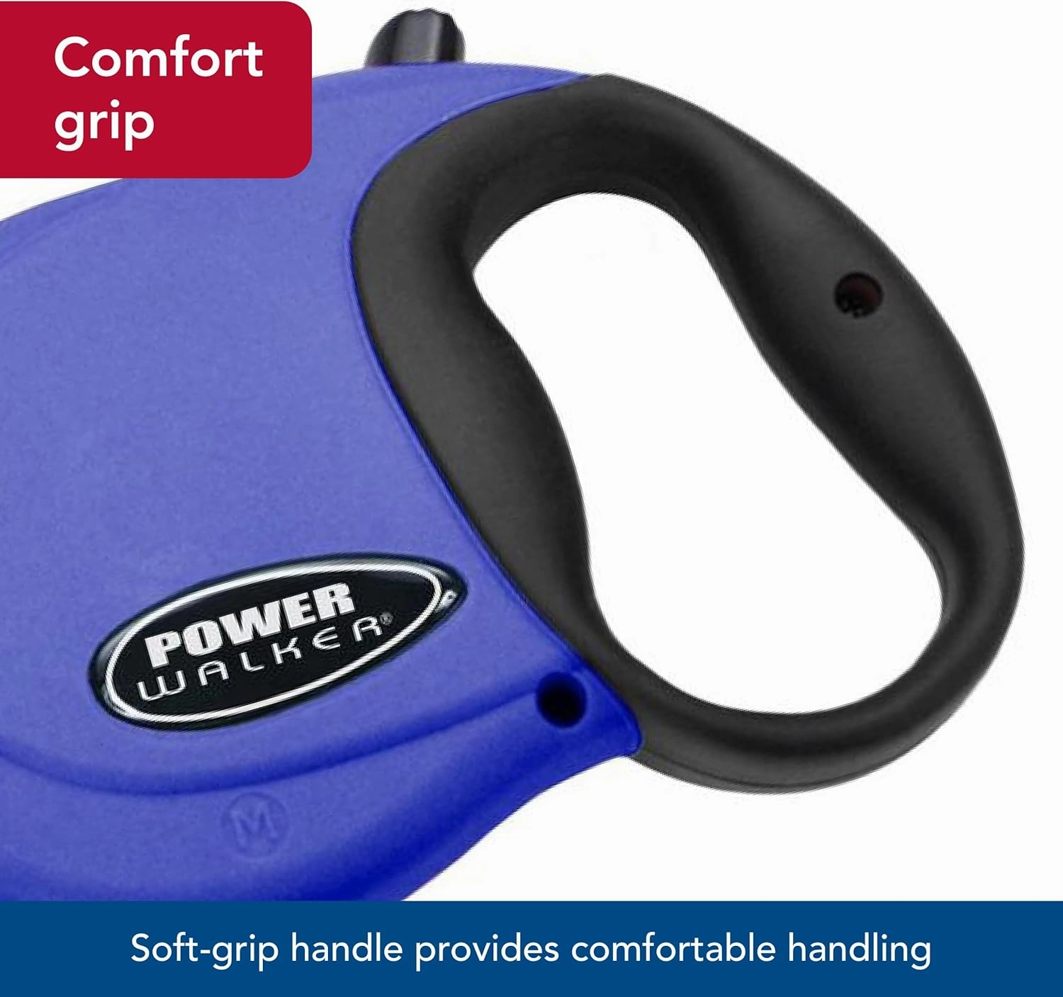 Coastal Pet Power Walker Dog Retractable Leash - Reflective Dog Leash - Stop-and-Release Control Button - Comfort Grip Handle - Red - Medium