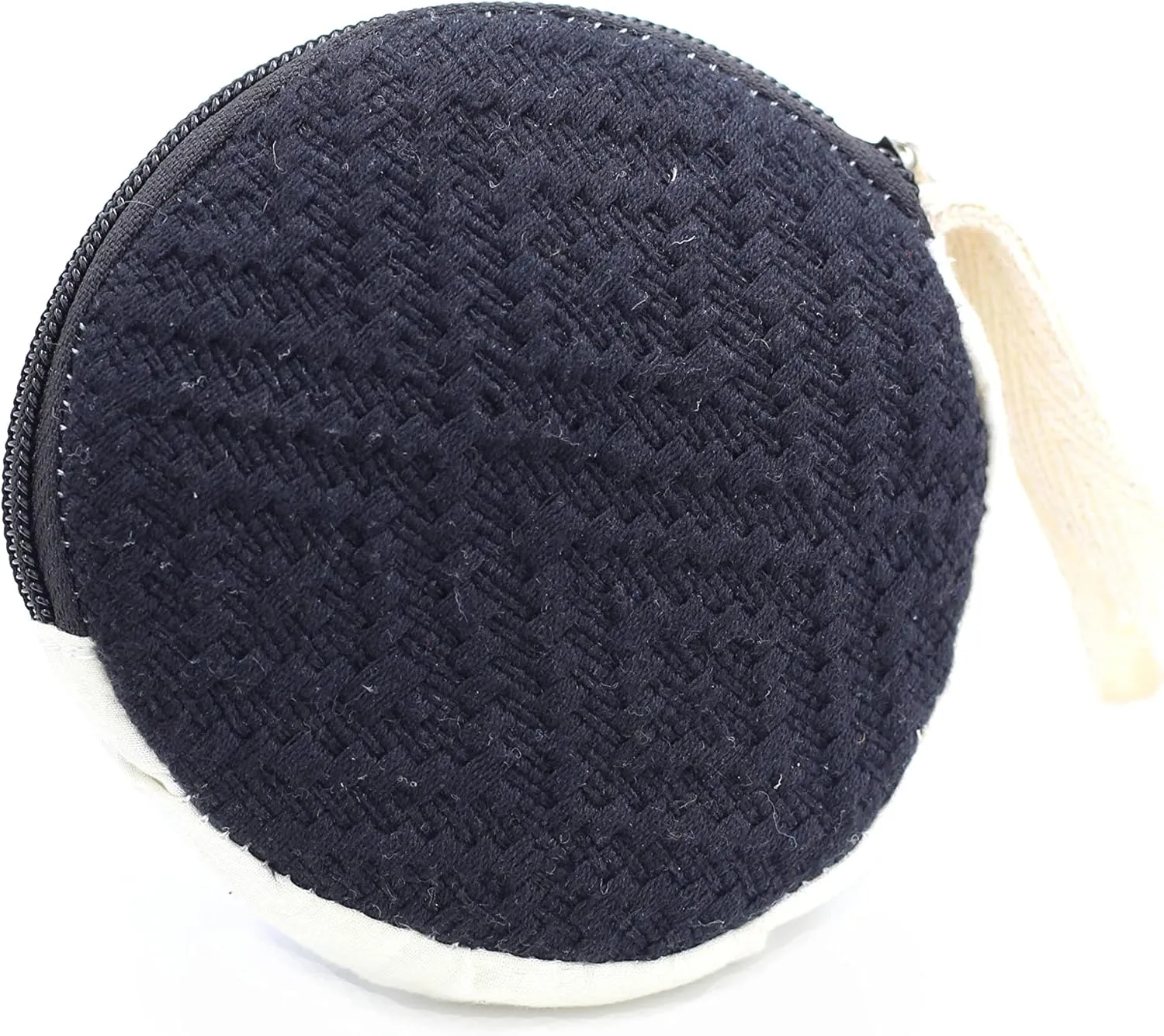 Coin Purse For Women Handmade Hemp Coin Pouch Eco friendly Hippie Boho Wallet Earphone holder (Black)