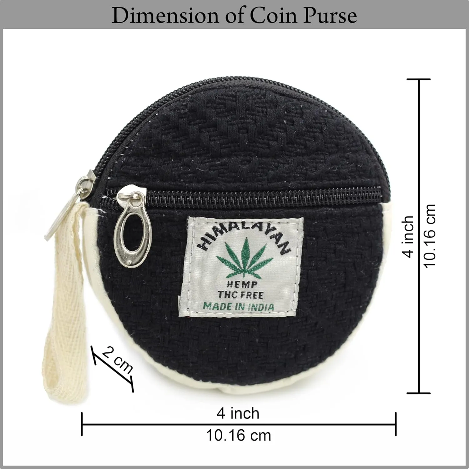 Coin Purse For Women Handmade Hemp Coin Pouch Eco friendly Hippie Boho Wallet Earphone holder (Black)