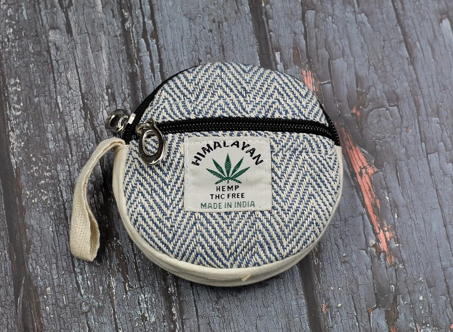 Coin Purse For Women Handmade Hemp Coin Pouch Eco friendly Hippie Boho Wallet Earphone holder (Blue)