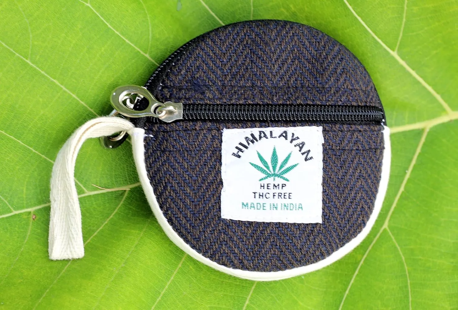Coin Purse For Women Handmade Hemp Coin Pouch Eco friendly Hippie Boho Wallet Earphone holder (Fade Black)