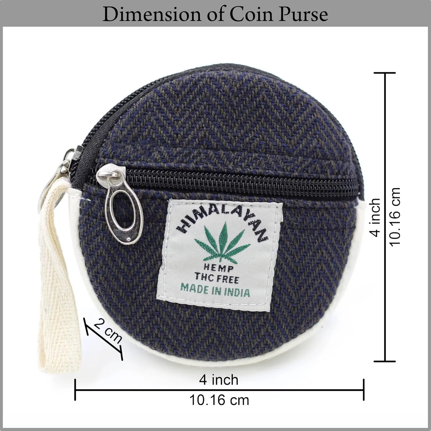 Coin Purse For Women Handmade Hemp Coin Pouch Eco friendly Hippie Boho Wallet Earphone holder (Fade Black)