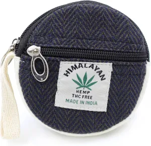 Coin Purse For Women Handmade Hemp Coin Pouch Eco friendly Hippie Boho Wallet Earphone holder (Fade Black)