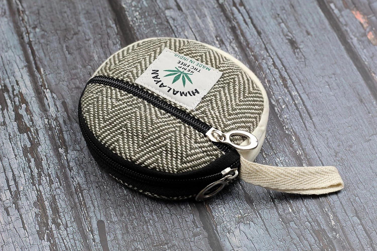 Coin Purse For Women Handmade Hemp Coin Pouch Eco friendly Hippie Boho Wallet Earphone holder (Dark Green)