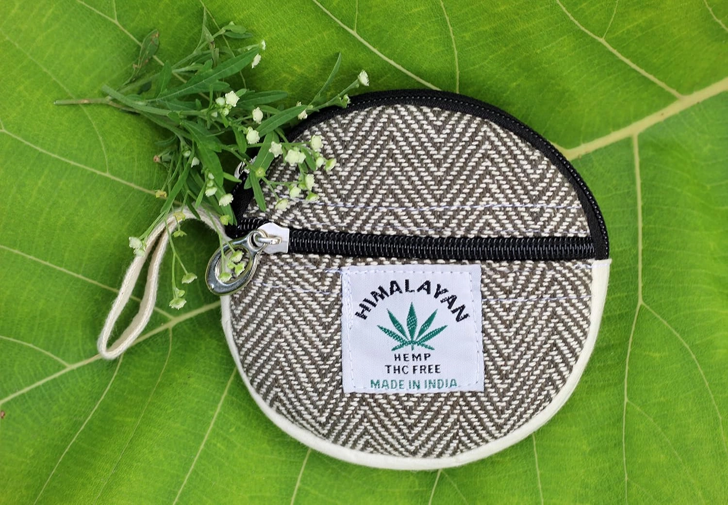 Coin Purse For Women Handmade Hemp Coin Pouch Eco friendly Hippie Boho Wallet Earphone holder (Dark Green)