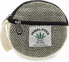 Coin Purse For Women Handmade Hemp Coin Pouch Eco friendly Hippie Boho Wallet Earphone holder (Dark Green)