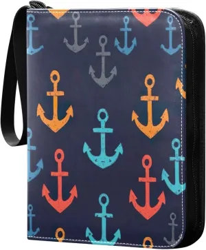 Colorful Anchor 4 Pockets Card Binder for 400 Standard Trading Cards,Waterproof Card Holder Album for TCG, CCG, MTG, Gifts For Boys and Girls