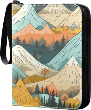 Colorful Mountains 4 Pockets Card Binder for 400 Standard Trading Cards,Waterproof Card Holder Album for TCG, CCG, MTG, Gifts For Boys and Girls