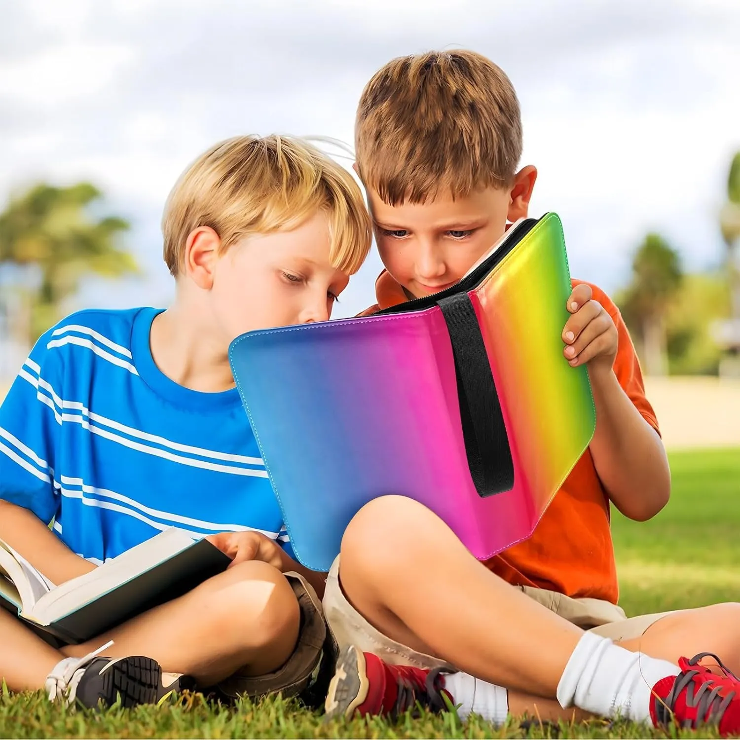 Colorful Rainbow Gradient Card Binder 3-Ring Card Collector Album Holder Collection Case Book Display Storage Carrying Gift