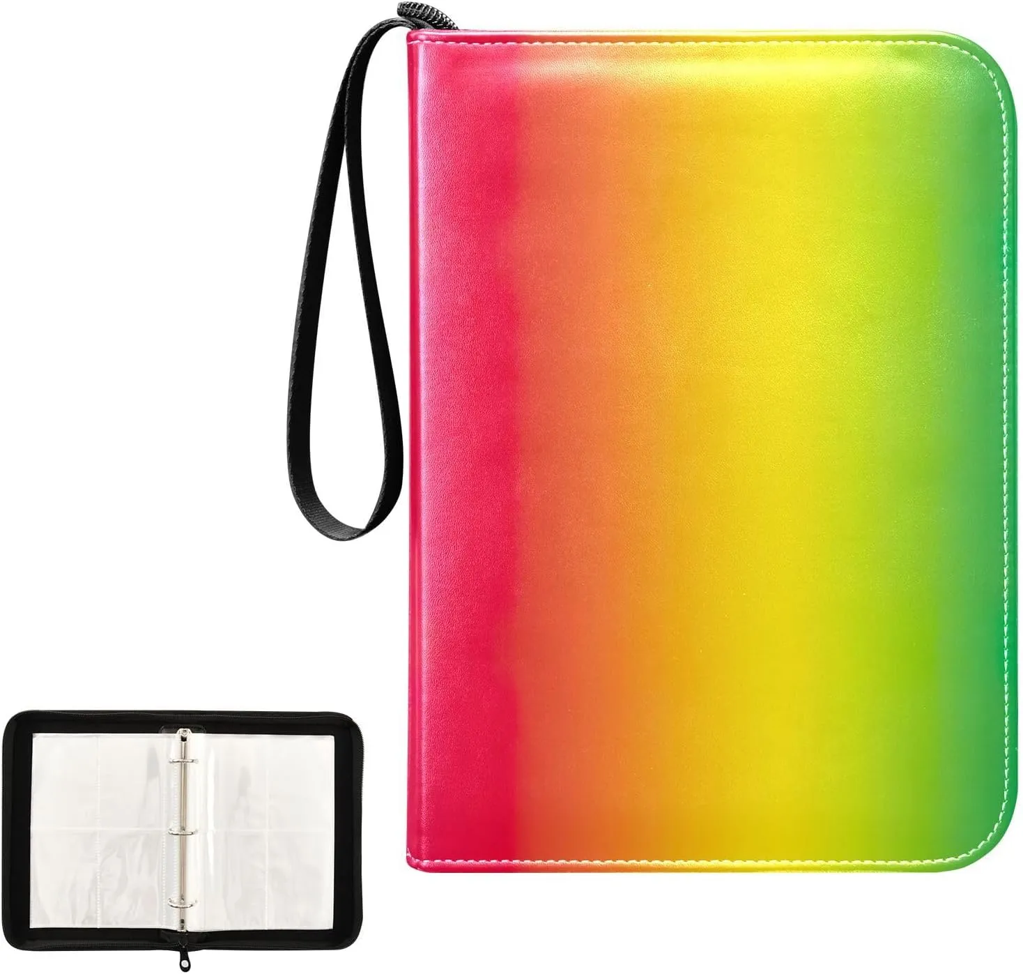 Colorful Rainbow Gradient Card Binder 3-Ring Card Collector Album Holder Collection Case Book Display Storage Carrying Gift
