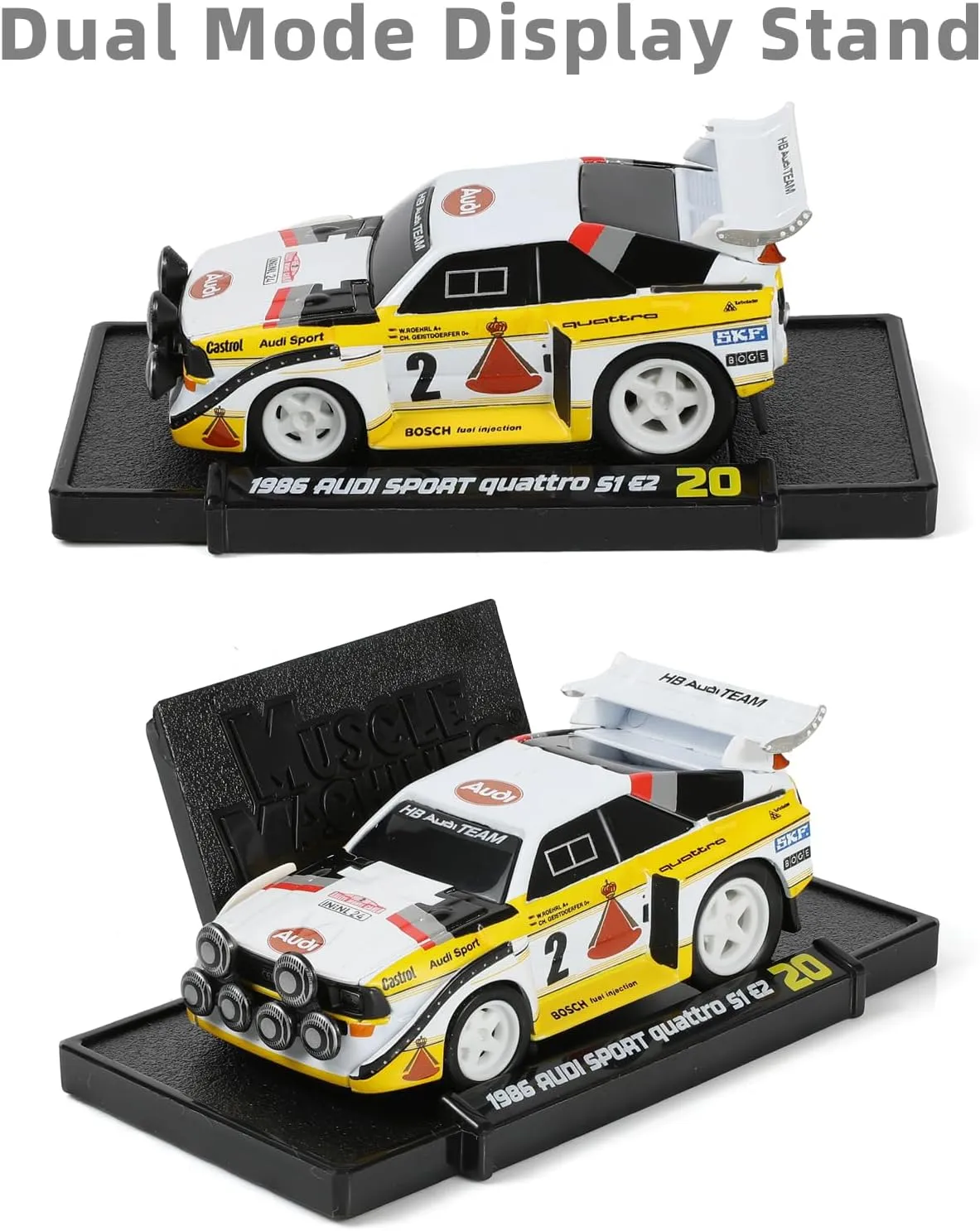 Compatible for Audi Sport Quattro Car Model Toy 1/64 Alloy Metal Diecast Yellow Car Model Toy Gift Small Classic Auto Model Antique Collection Sport Vehicle Model Toy for Men Adult