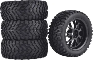 Compatible with HSP for Wltoys 144001 4Pcs 75mm Buggy Tires Wheel 12mm Hex Rally Car Off-Road 1:10/1:14/1:16 RC for Racing Car RC Wheel Tires