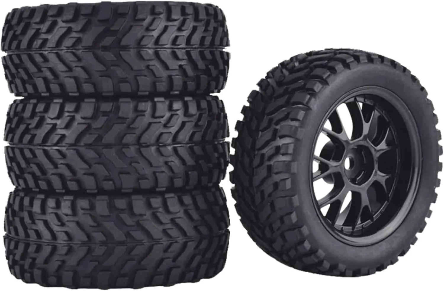 Compatible with HSP for Wltoys 144001 4Pcs 75mm Buggy Tires Wheel 12mm Hex Rally Car Off-Road 1:10/1:14/1:16 RC for Racing Car RC Wheel Tires