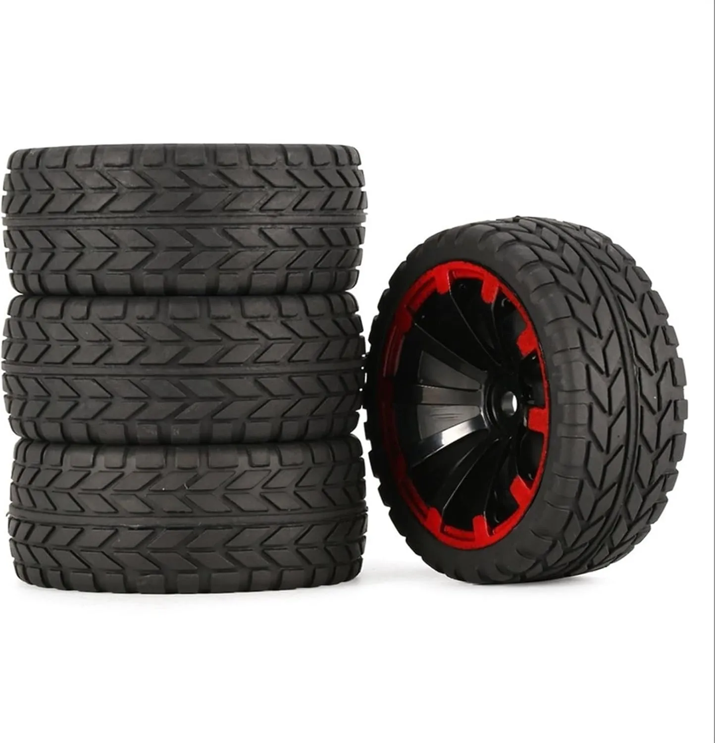 Compatible with Tamiya TT01 TT02 TA06 XV01 PTG-2 for HPI WR8 for HSP 1/10 RC for Racing Car Tires On Road Touring Drift Car Tyre Wheel RC Wheel Tires