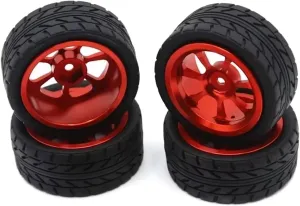 Compatible with WLtoys 144001 A959 A949 A969 A979 A959-B A969-B A979-B RC Car Spare Parts Upgrade Metal Wheel Tire Extender RC Wheel Tires(Red)
