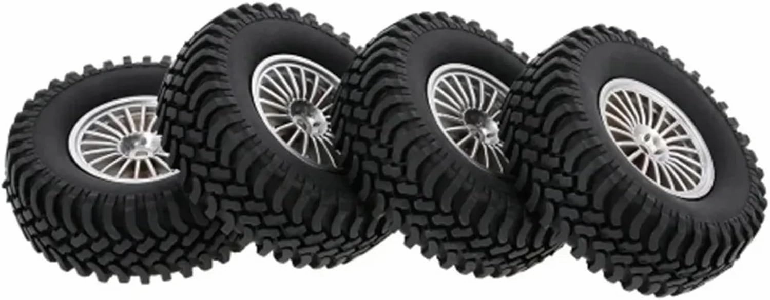 Compatible with Axial for SCX10 D90 D110 for Tamiya CC01 1:10 RC Rock Crawler 4 PCS 98mm 1.9 Inch RC Car Rubber Tires RC Wheel Tires