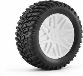 Compatible with HSP 15502 94107 94170 94155 94177 for HPI 1/10 RC Car 4Pcs Short Course Truck Tires Tyre Wheel 12Mm Hex Replacement Parts RC Wheel Tires(White)
