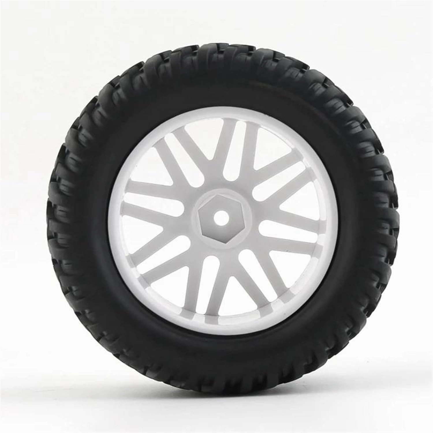 Compatible with HSP 15502 94107 94170 94155 94177 for HPI 1/10 RC Car 4Pcs Short Course Truck Tires Tyre Wheel 12Mm Hex Replacement Parts RC Wheel Tires(White)