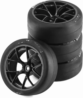 Compatible with Tamiya TT01 XV01 PTG-2 for Kyosho for HPI for HSP Hard Drift Tire 1/10 RC Car On Road Touring for Racing Car Tyre Wheel RC Wheel Tires(Black)