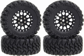 Compatible with TRX4M for Axial SCX24 AX24 FCX24 1/24 RC Crawler Car 4Pcs 62X24mm 1.2 Inch Metal Beadlock Wheel Rim Tire Set RC Wheel Tires(Black)