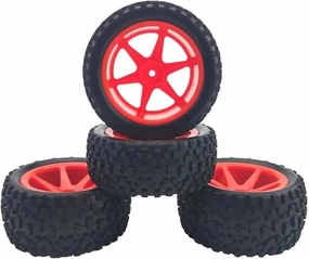 Compatible with WLtoys for 144001-02 124019 124018 RC Car Upgrade Wheel Spare Par Large Tires Widening Tires for 1/10 1/12 1/14RC Cars RC Wheel Tires(Red,A)