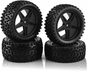 Compatible with Wltoys for 144001 144010 124017 for Tamiya TT02B for HSP 1/10 1/12 1/14 RC Car Off Road Buggy 4Pcs 87Mm Tire Wheel Tyre RC Wheel Tires(Black)