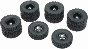 Compatible with WPL 6WD 1/16 C14 B16 B36 RC Crawler Car Parts 10pcs Aluminum Alloy Wheel Rims with Rubber Tires Tyre RC Wheel Tires(Black)