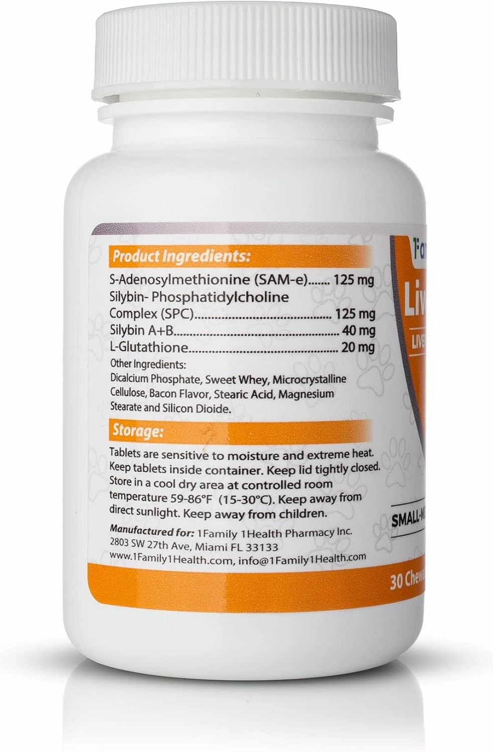 Comprehensive Liver Support Supplement for Smaller Dogs. Flavorful Chewable Tablets Combining Same, SPC, Silybin A B,   Glutathione 30Ct (Small - Medium)