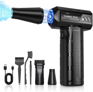 Compressed Air Duster,300000RPM Super Power Cordless Electric Air Duster,10000mAH Rechargeable Brushless Motor Blower,3-Gear Adjustable Turbo Fan Duster Blower for Computer,Car,Outdoor and House