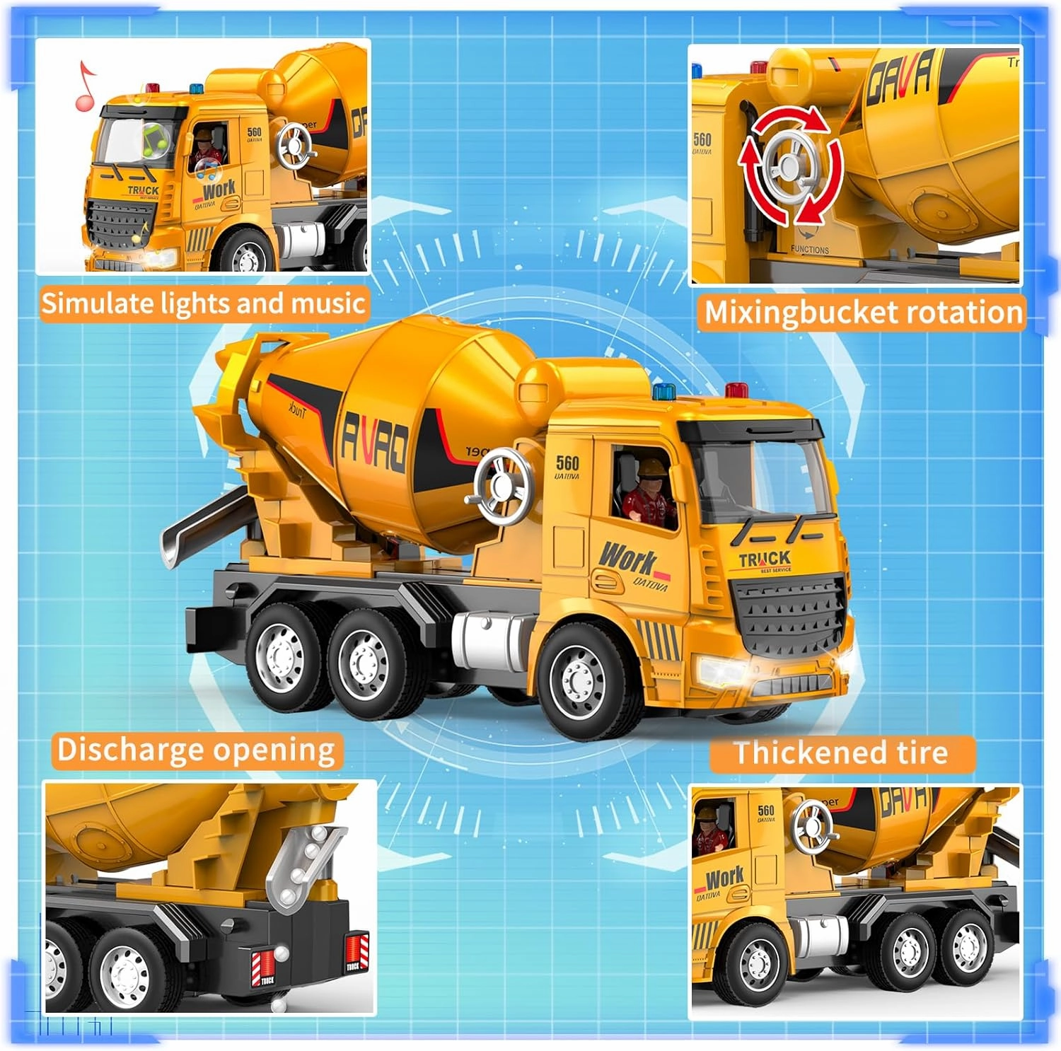 Construction Toys for Toddlers 6-12 Year Boys Girls, Remote Control Truck and Cement Mixer Truck, Kids Ideal Birthday Party Present
