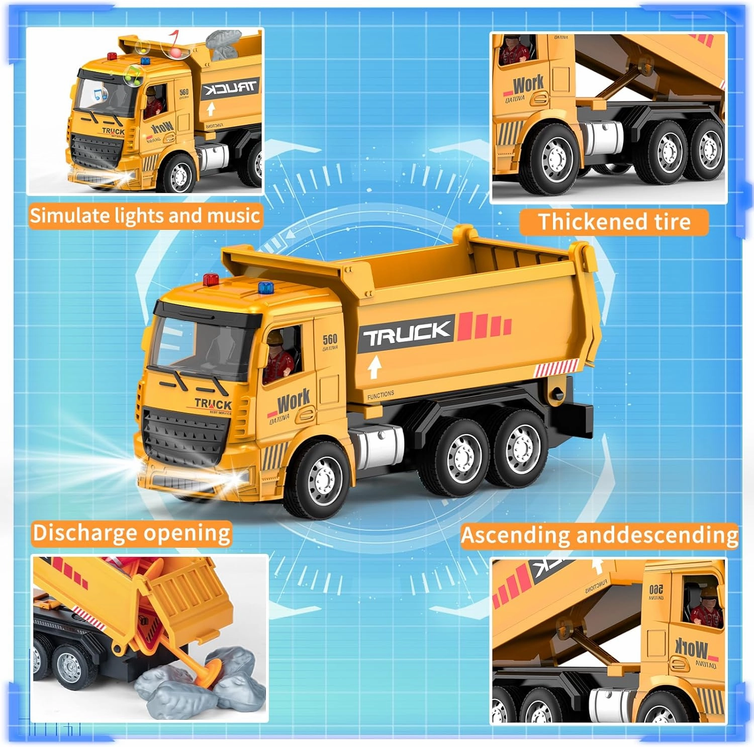 Construction Toys for Toddlers 6-12 Year Boys Girls, Remote Control Truck and Cement Mixer Truck, Kids Ideal Birthday Party Present