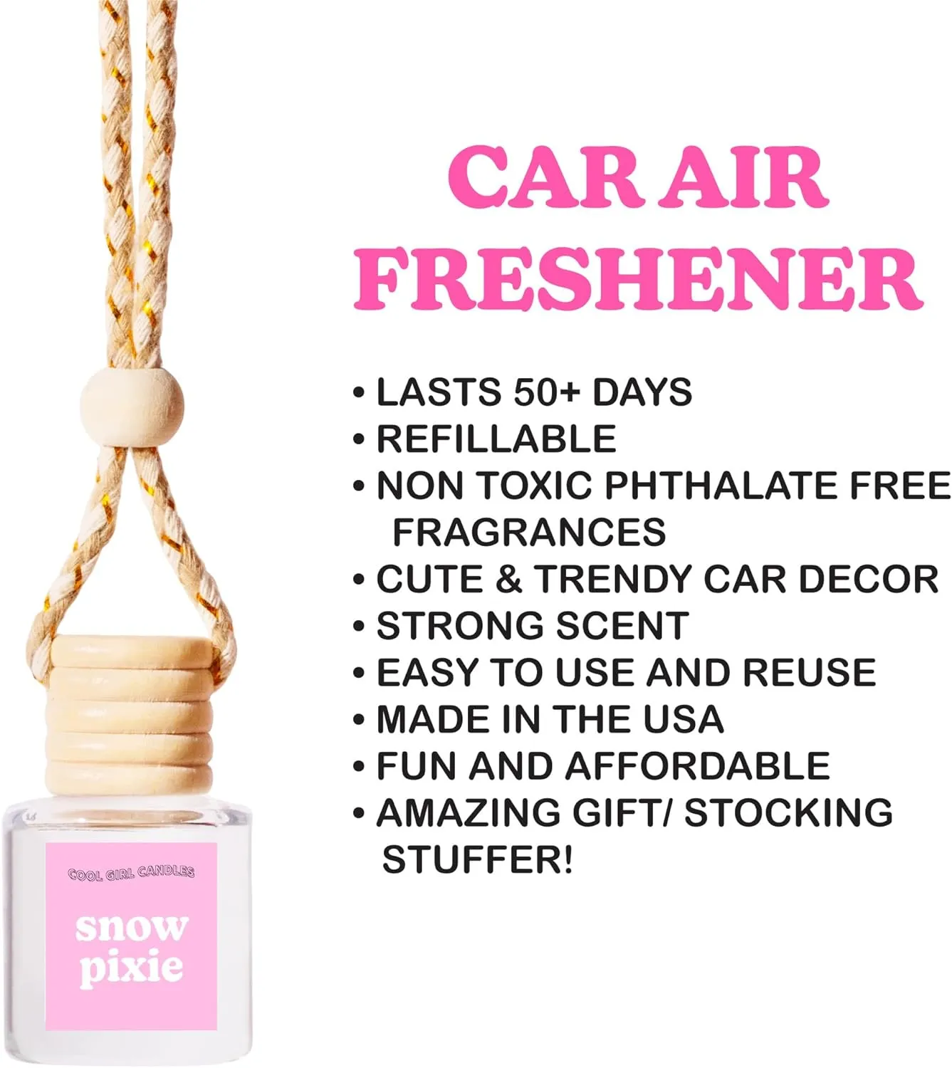 COOLGIRLCANDLES Pistachio Salted Caramel Hanging Car Air Freshener and Essential Oil Diffuser - Automobile Aromatherapy Diffuser Bottle