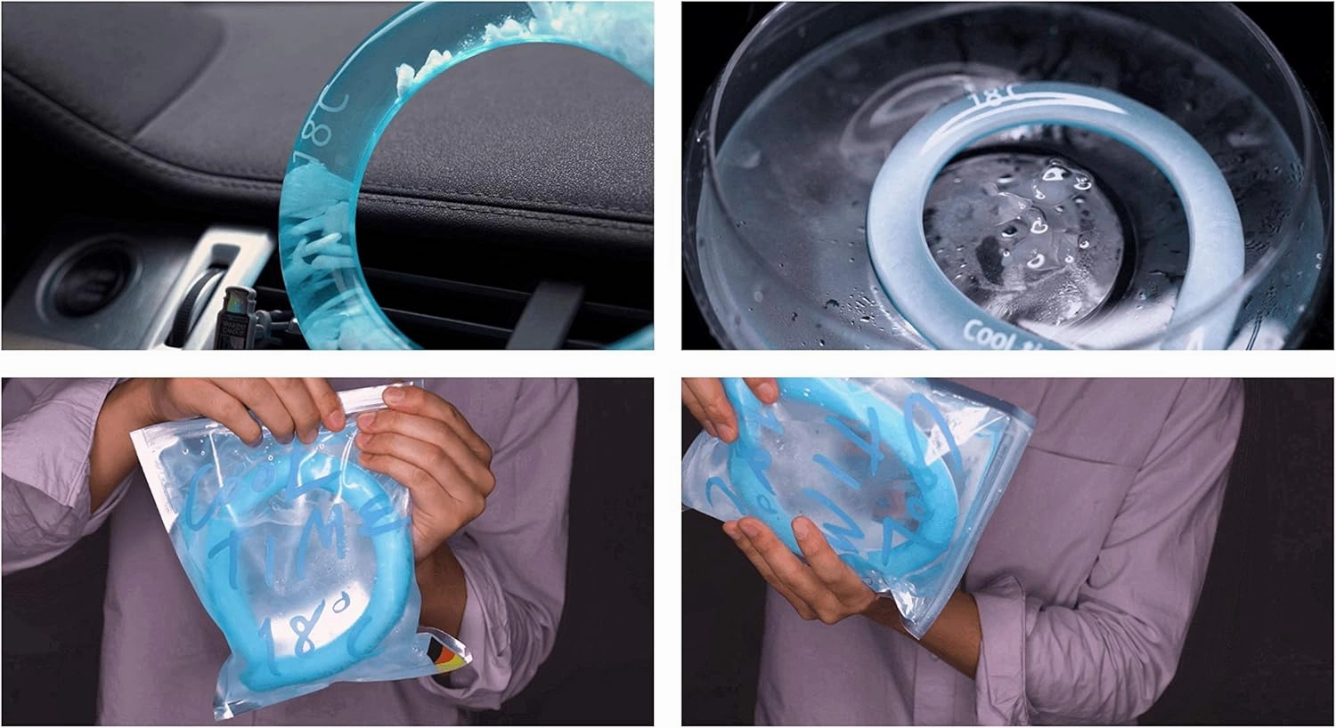 Cooling Neck Tube (Blue, 3) | Wearable Wraps for Summer Heat | Cold Gel Ice Pack | Reusable Cooler for Commute and Outdoor Activities | Relief for Hot Flashes or Fever