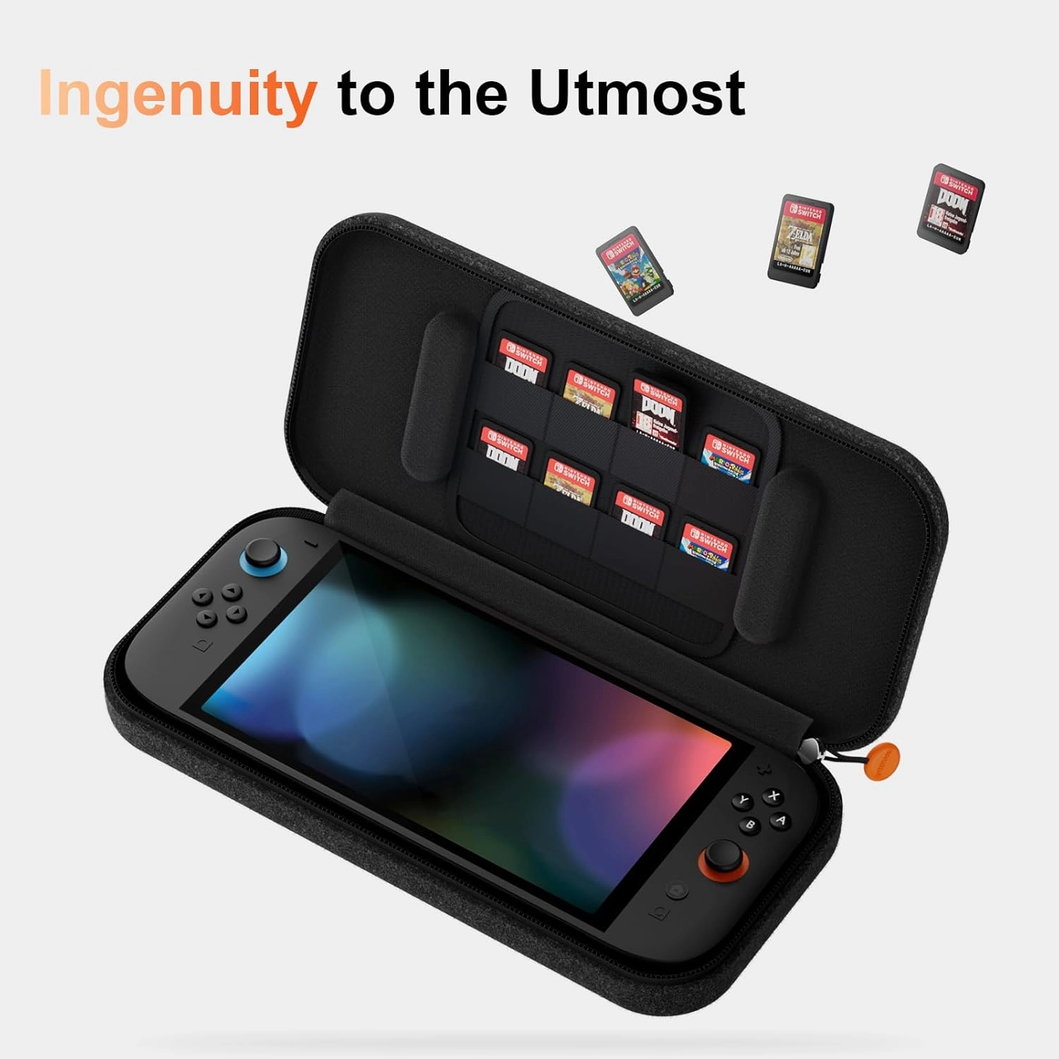 COOWPS Switch 2 Case for Nintendo Switch 2 (2025), Odorless Felt Portable Full Protection Hard Shell Soft Lining Carrying Case with 8 Switch 2 Games Card Slots, for Travel Storage, Black
