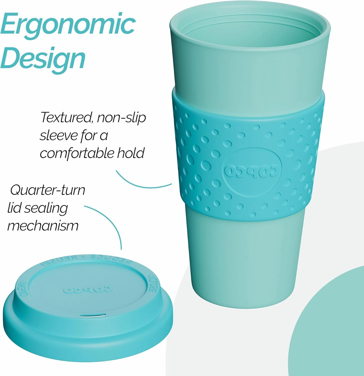 Copco Acadia 16oz Travel Mug with Lid, Set of 2 Double Wall Insulated Tumbler, Non-Slip Sleeve and BPA-Free - Microwave & Dishwasher Safe, Reusable Plastic To Go Travel Coffee Mug (Aqua/Mint)