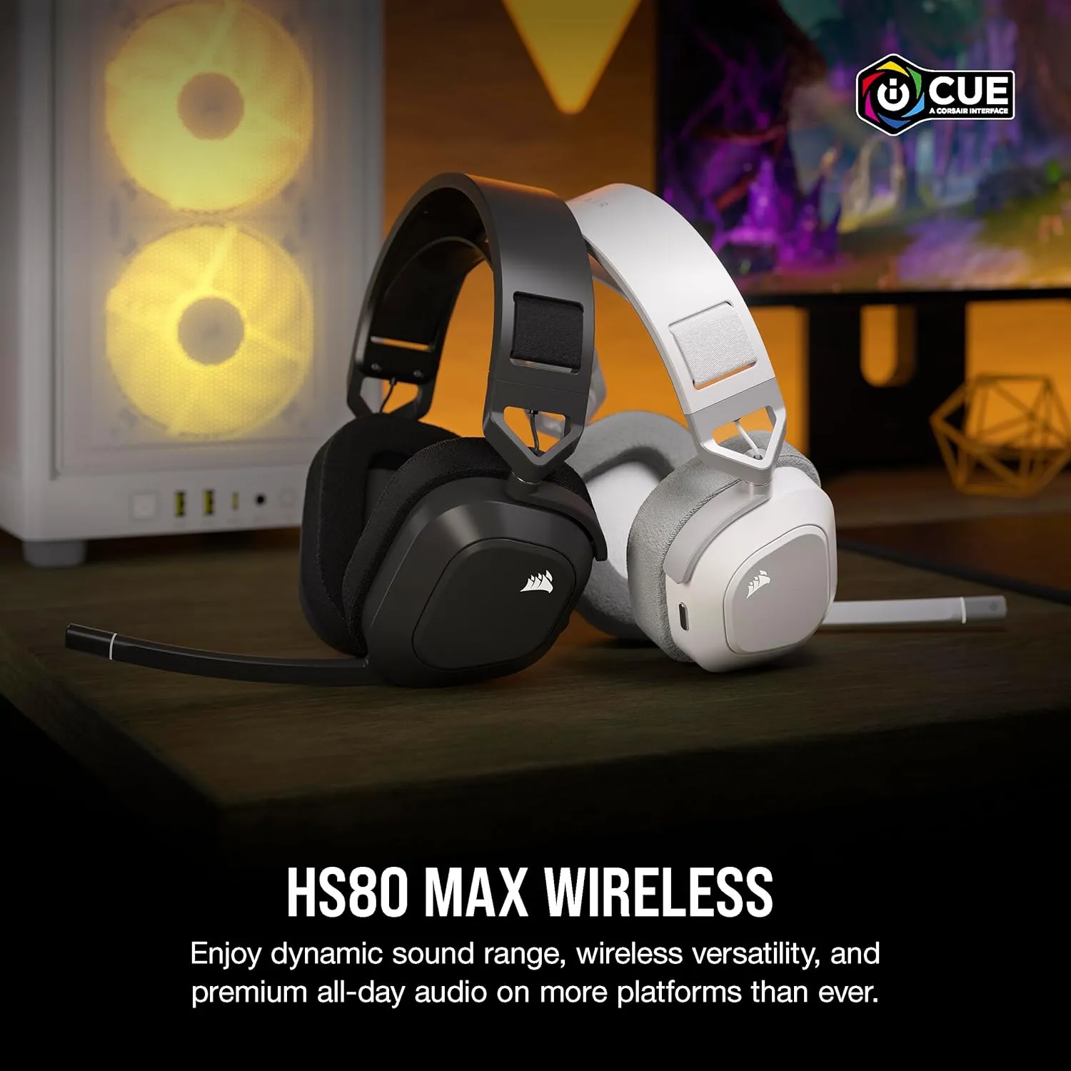 Corsair HS80 MAX Wireless Multiplatform Gaming Headset with Bluetooth – Dolby Atmos – Broadcast Quality Microphone – iCUE Compatible – PC, Mac, PS5, PS4, Mobile – Steel Gray