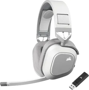 Corsair HS80 MAX Wireless Multiplatform Gaming Headset with Bluetooth – Dolby Atmos – Broadcast Quality Microphone – iCUE Compatible – PC, Mac, PS5, PS4, Mobile – White