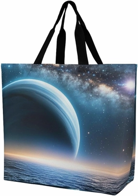 Cosmic Starry Sky Printed Large Capacity Shoulder Handbags Beach Tote Bags Shopping Storage Bag Washable Bag for Women Travel