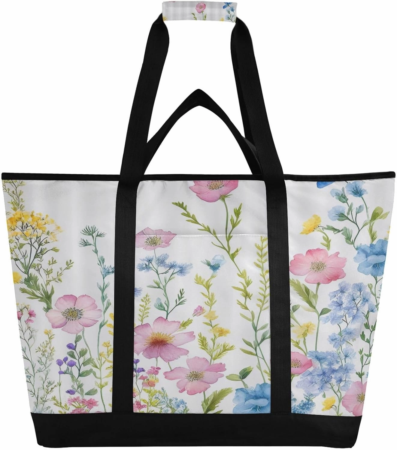 Cosmos Flower Plant Reusable Insulated Lunchbox Cooler Bag, Leakproof Kitchen Grocery Bag Collapsible Portable Cooler Tote Bag for Picnic, Camping, Office, Travel